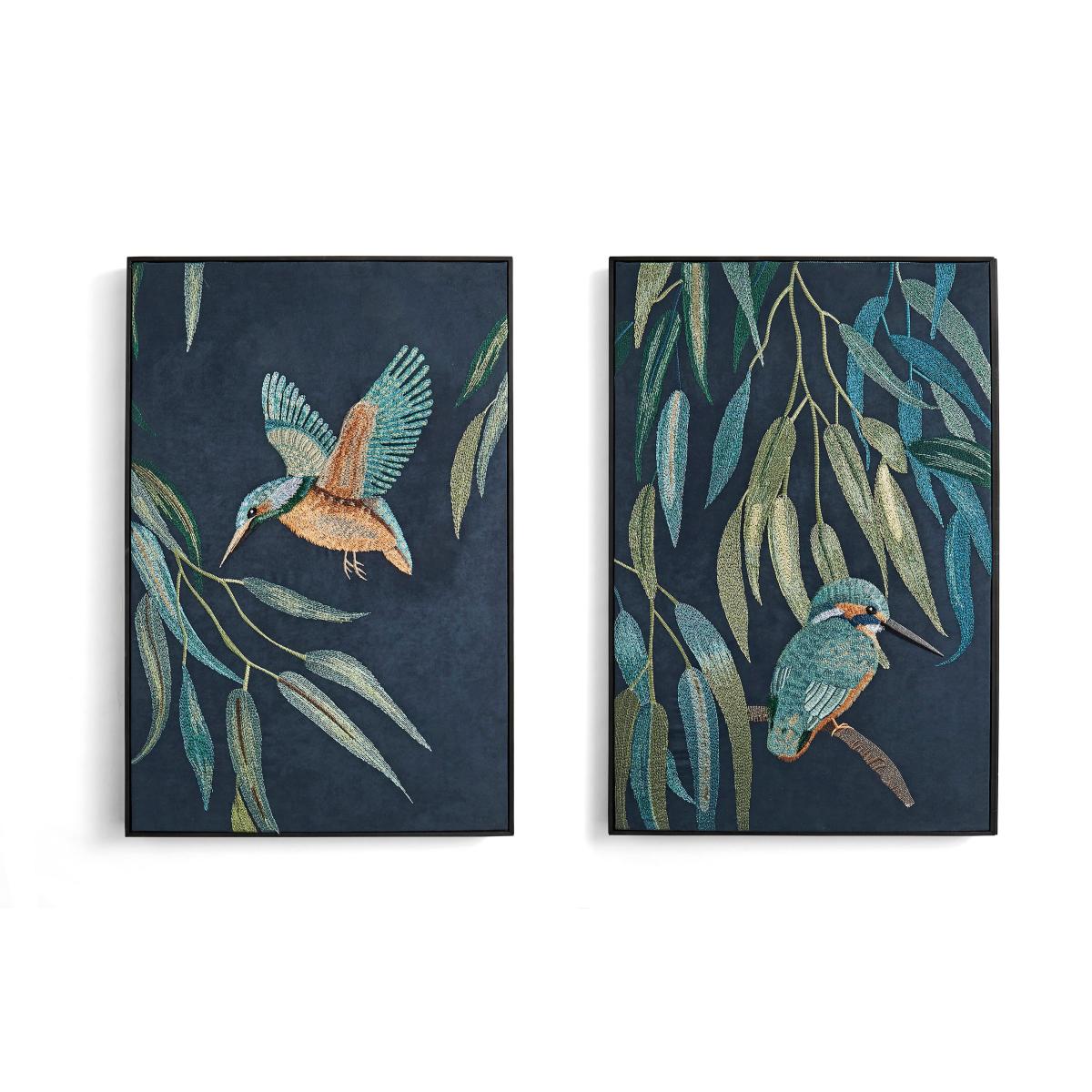 Set of 2 Kingfisher Canvas 40cm x 60cm Navy Blue/Green – image 6