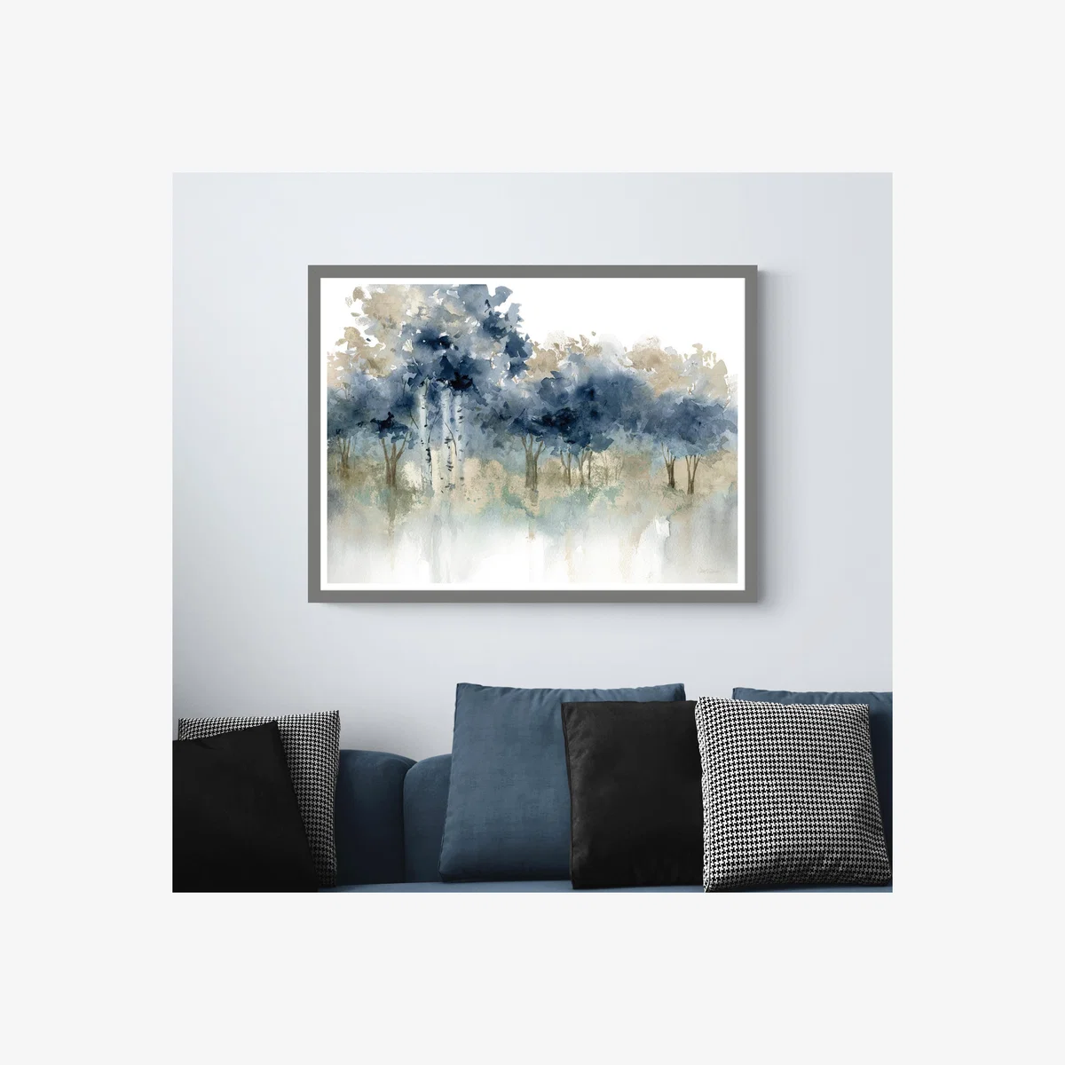 At the Waters Edge Framed Print Blue – image 1