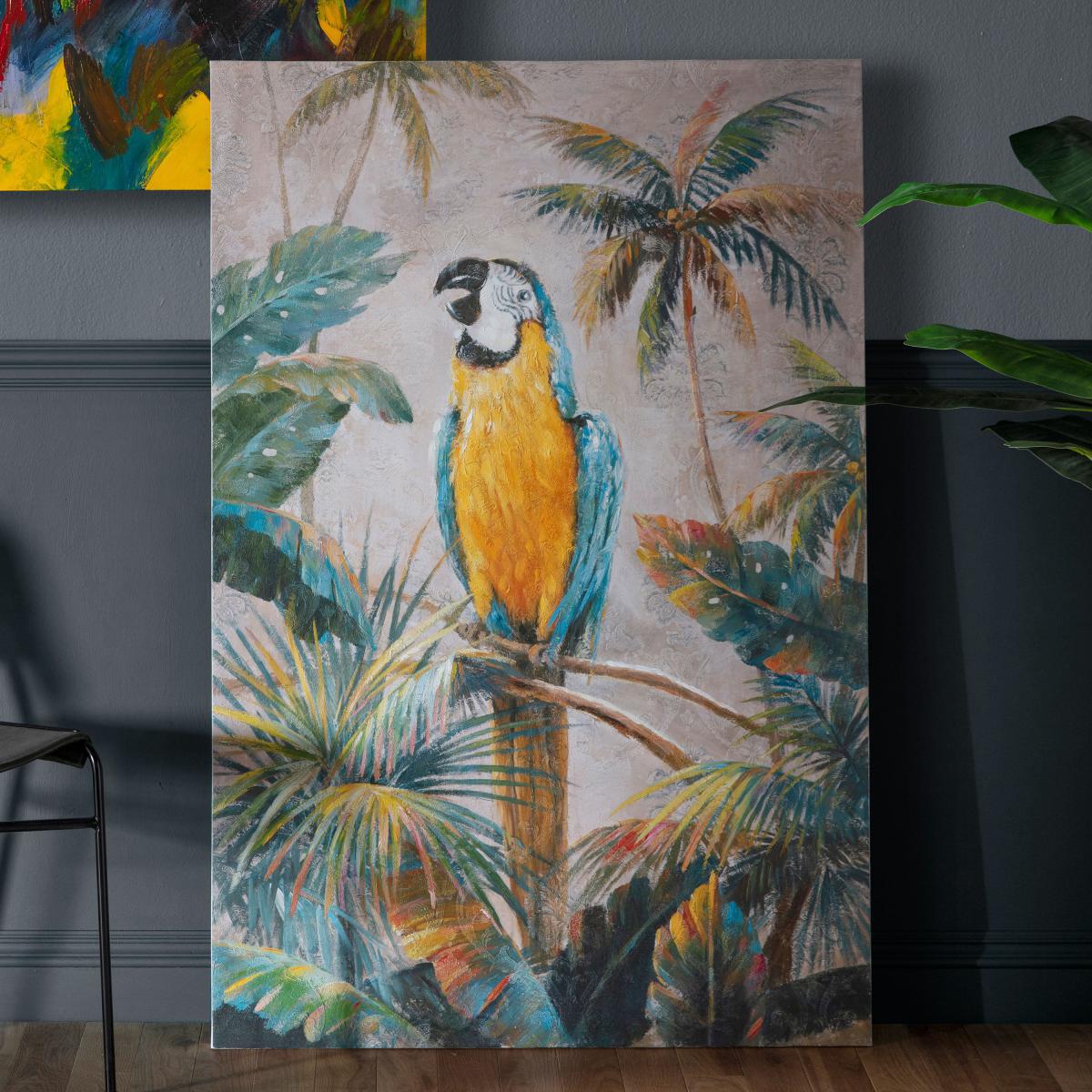 Macaw Art Canvas Yellow/Blue – image 2