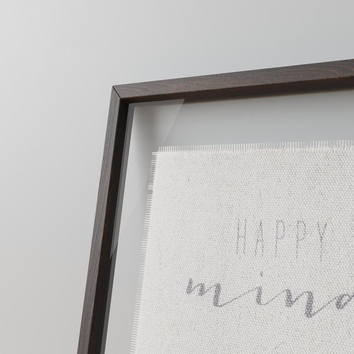 Happy Mind Framed Print Brown and White – image 2
