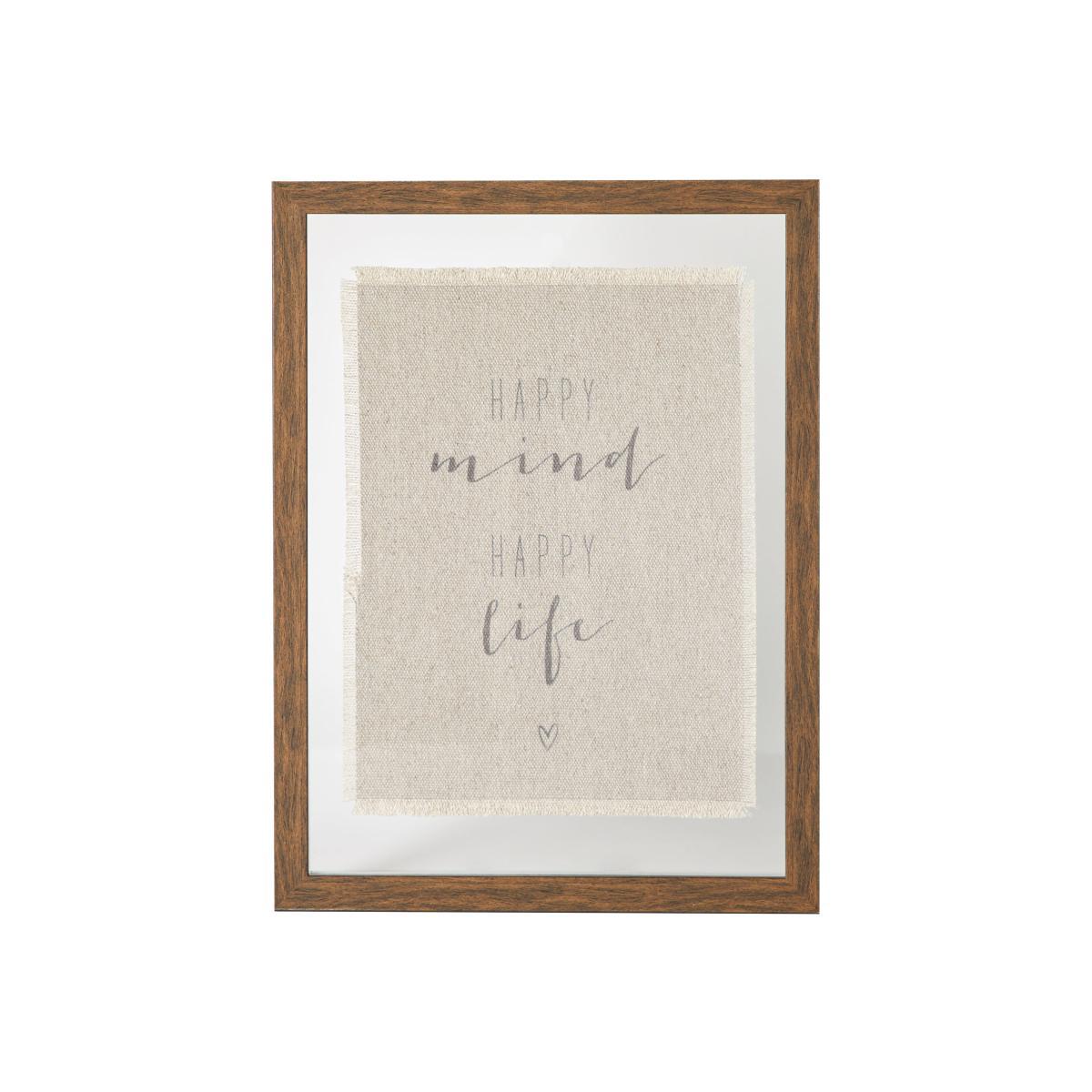 Happy Mind Framed Print Brown and White – image 1