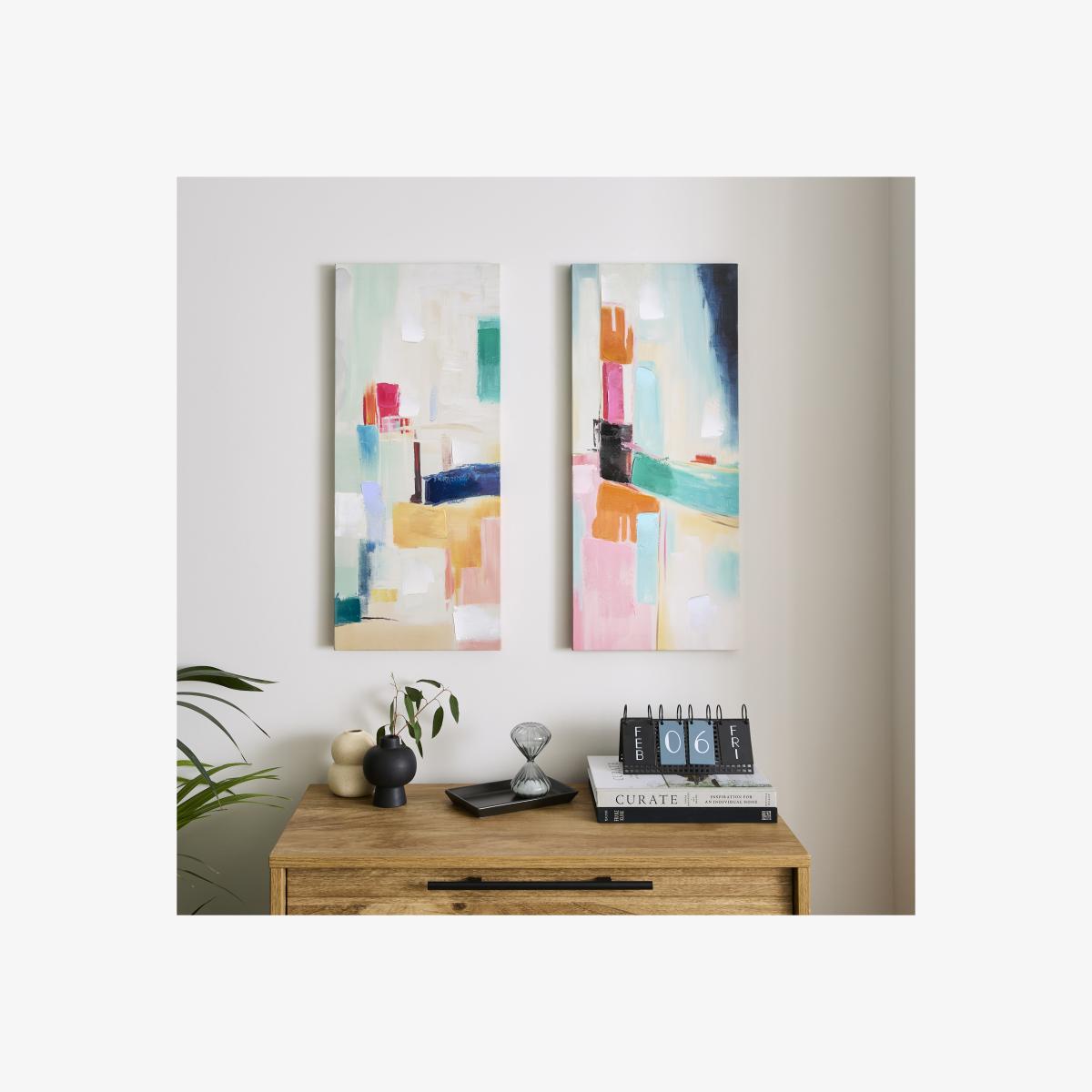 Set of 2 Bright Abstract Canvases – image 1