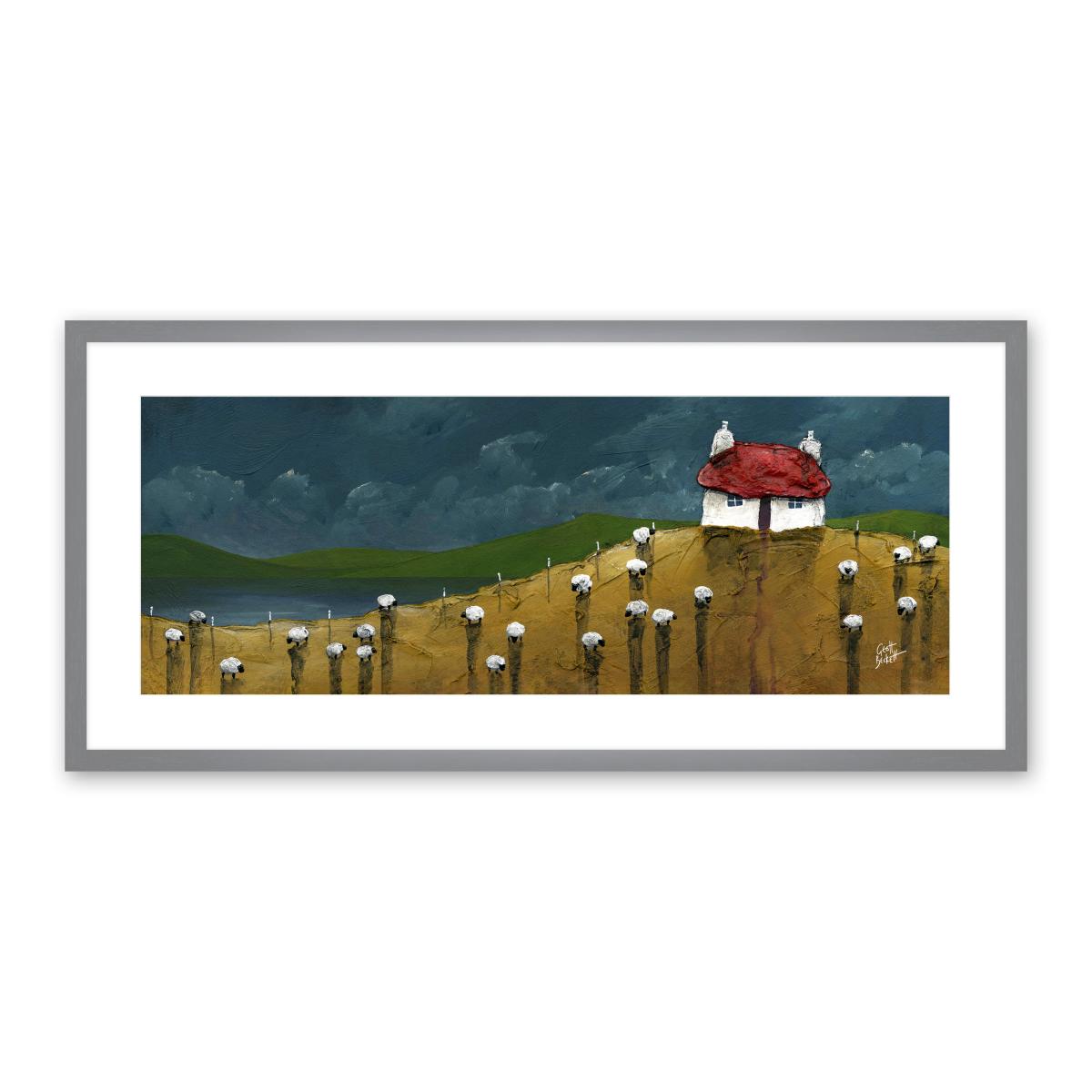 Mustard Croft by Geoff Beckett Framed Print Grey/White/Green – image 2