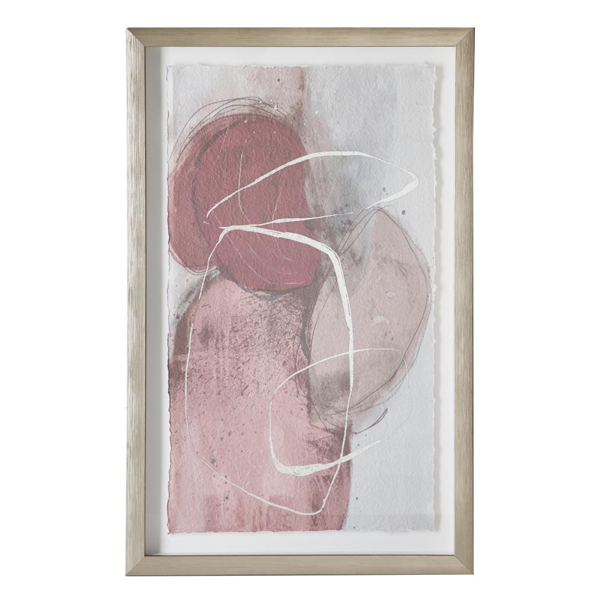 Red Extra Large Circles Abstract Framed Print Pink, Gold and White – image 2