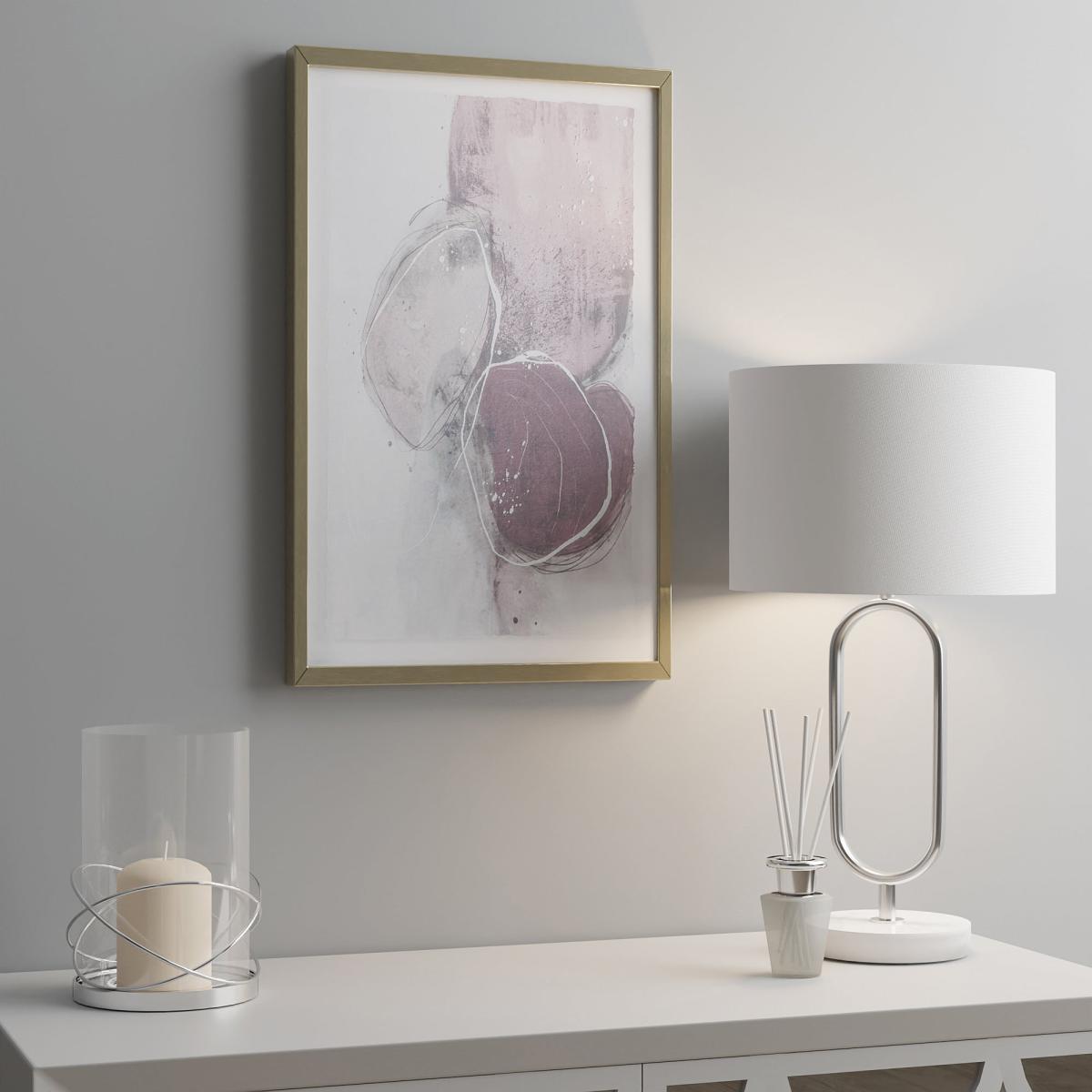 Red Extra Large Circles Abstract Framed Print Pink, Gold and White – image 1