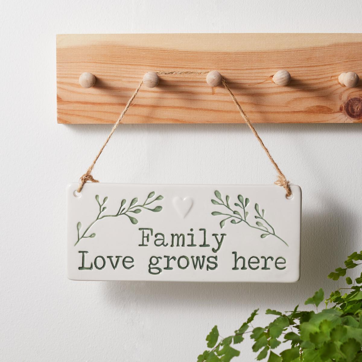 Family Love Grows Here Plaque White – image 1