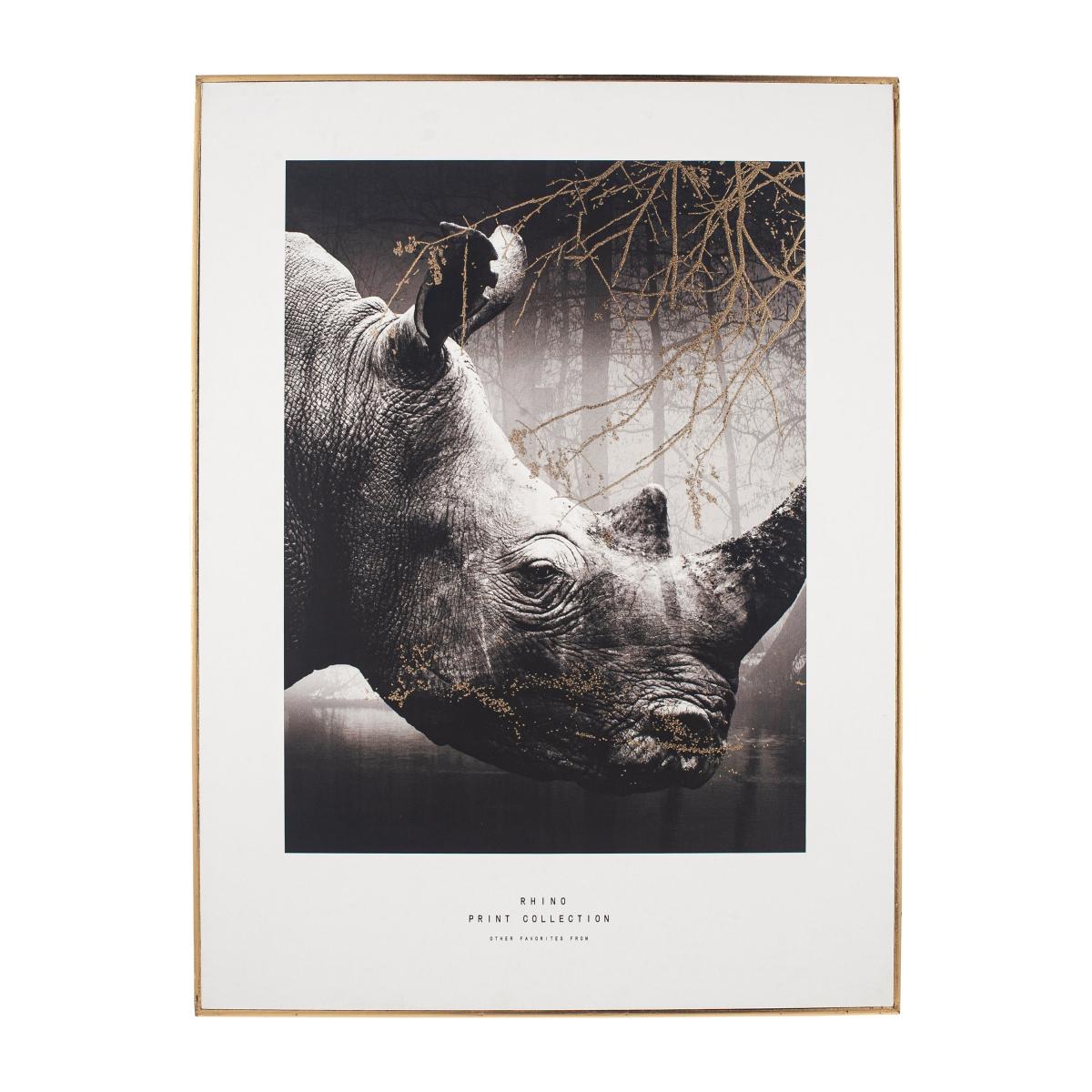 Mono Rhino Canvas Print White/Black – image 2