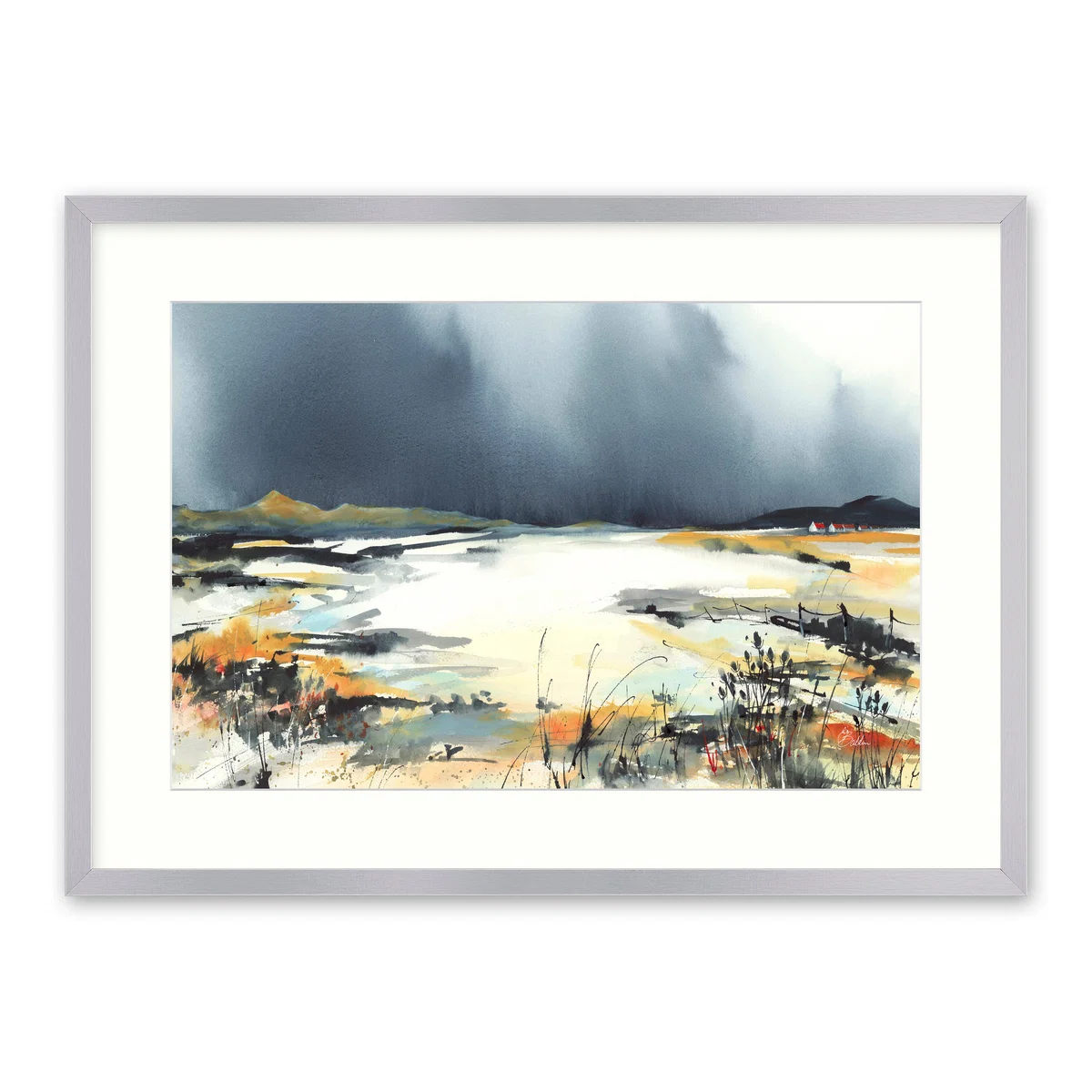 Across To Arran by Elizabeth Baldin Framed Print Ochre – image 2