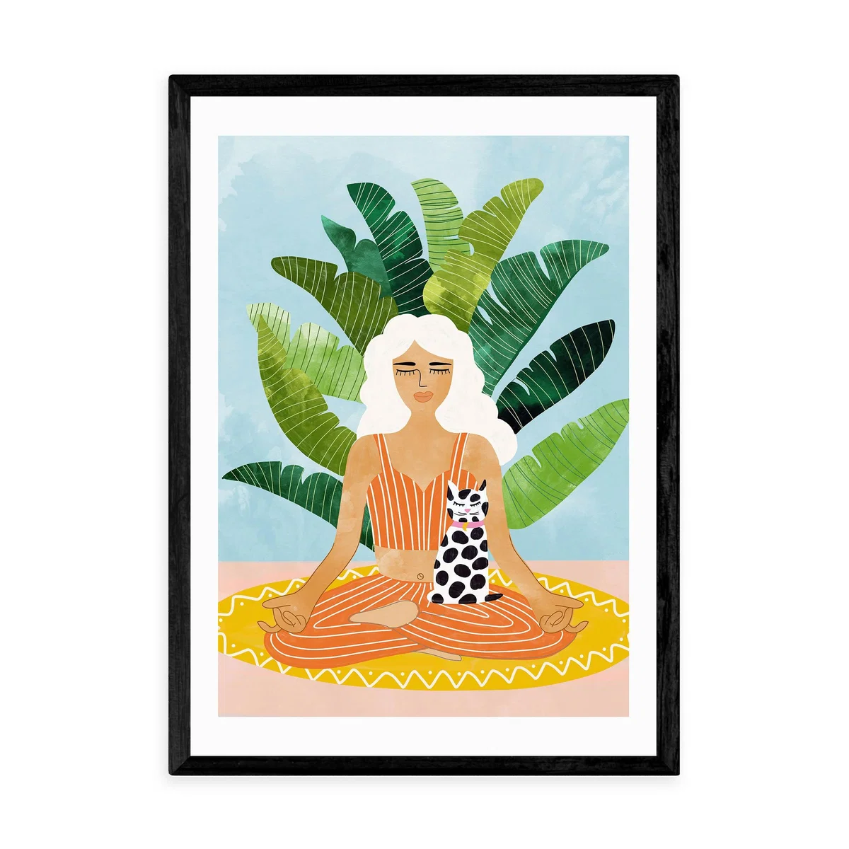 East End Prints Meditation with Cat Print MultiColoured – image 2