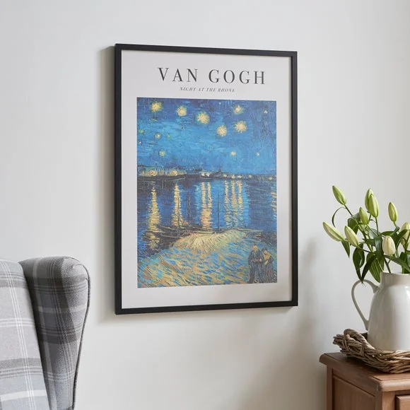 Night at the Rhone by Van Gogh Framed Print Black – image 2