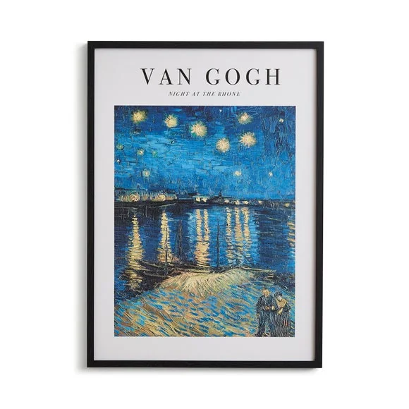 Night at the Rhone by Van Gogh Framed Print Black – image 4