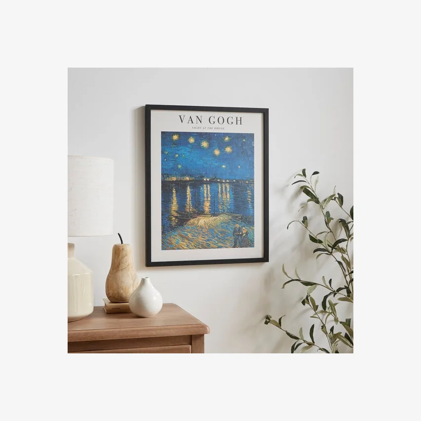 Night at the Rhone by Van Gogh Framed Print Black – image 1