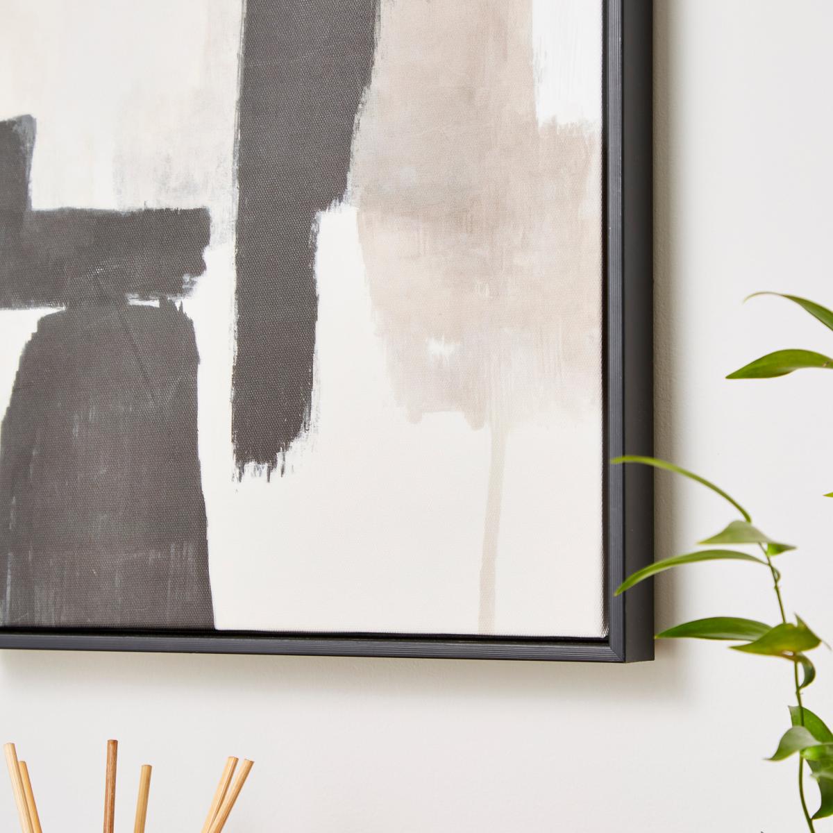 Set of 2 Monochrome Abstract Framed Canvases – image 2