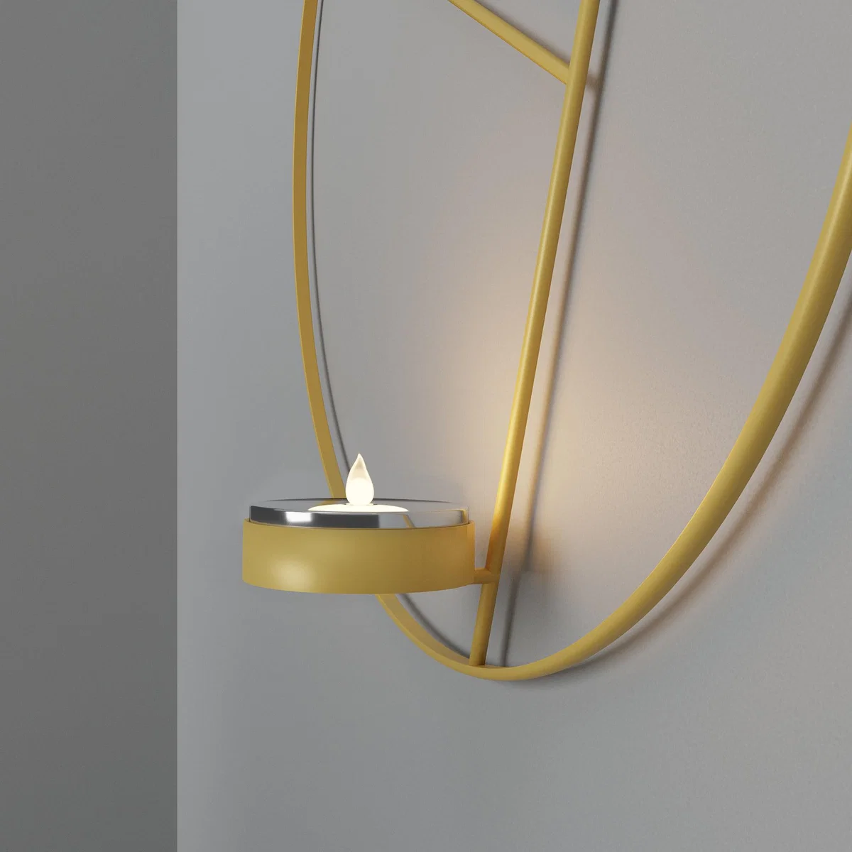 Hanging LED Tealight Plaque Gold Gold – image 2