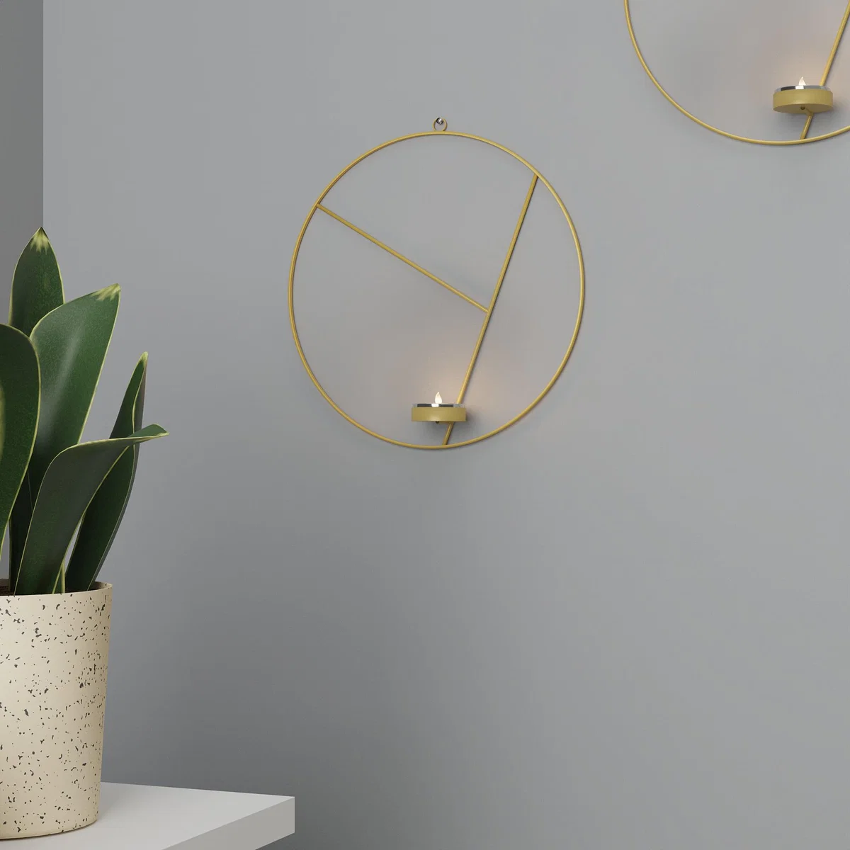 Hanging LED Tealight Plaque Gold Gold – image 1