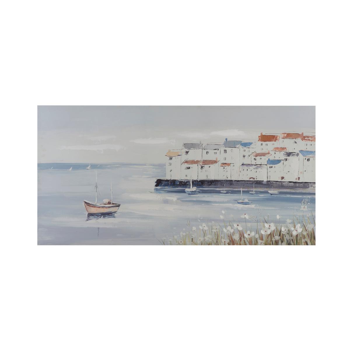 Harbour Scene Canvas 120x60cm Blue/White – image 3