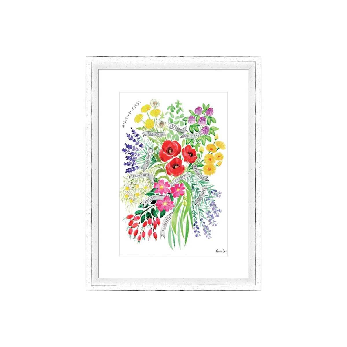 The Art Group Medicinal Herbs Watercolour Bouquet Framed Print MultiColoured – image 1