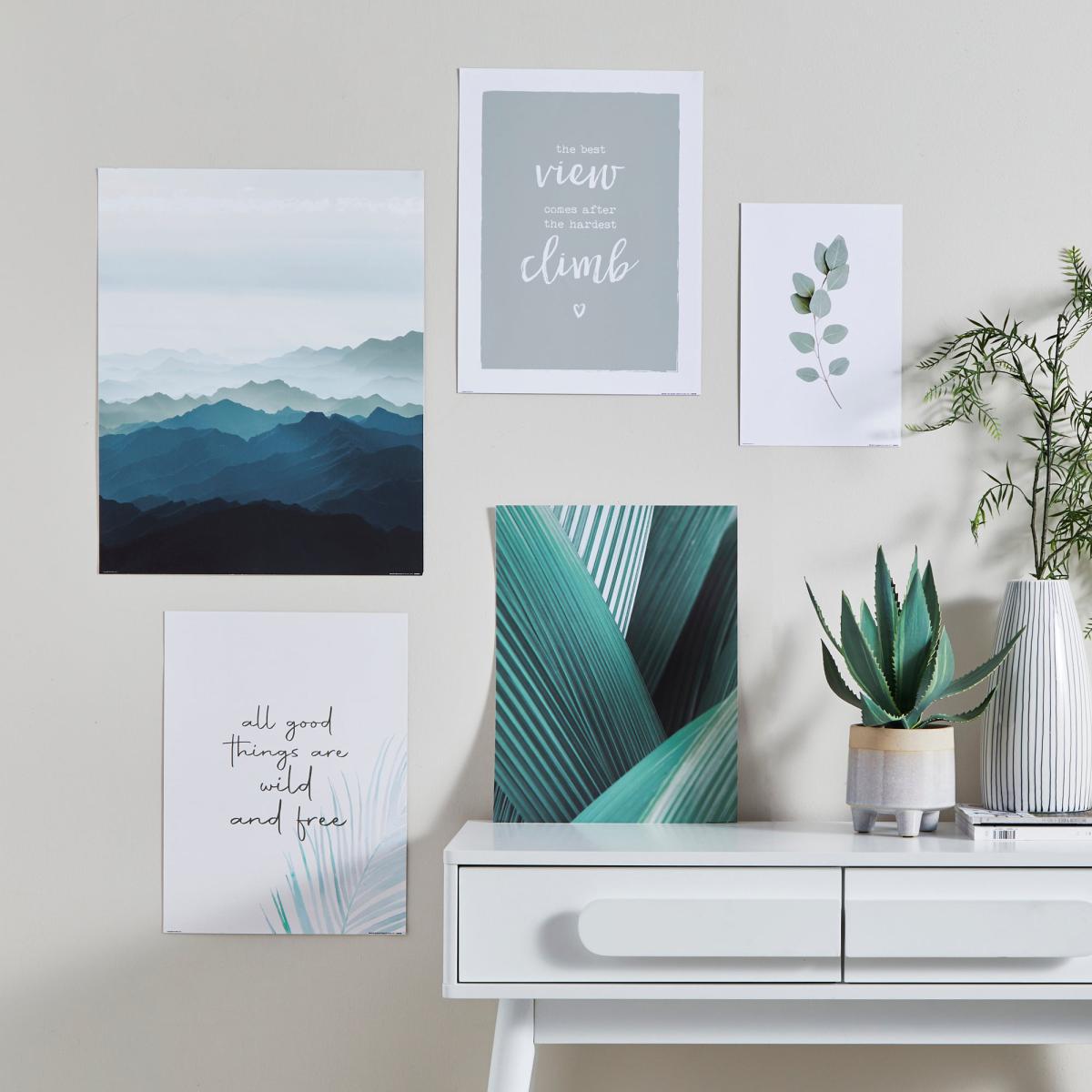 Pack of 5 Mindful Modern Posters MultiColoured – image 1