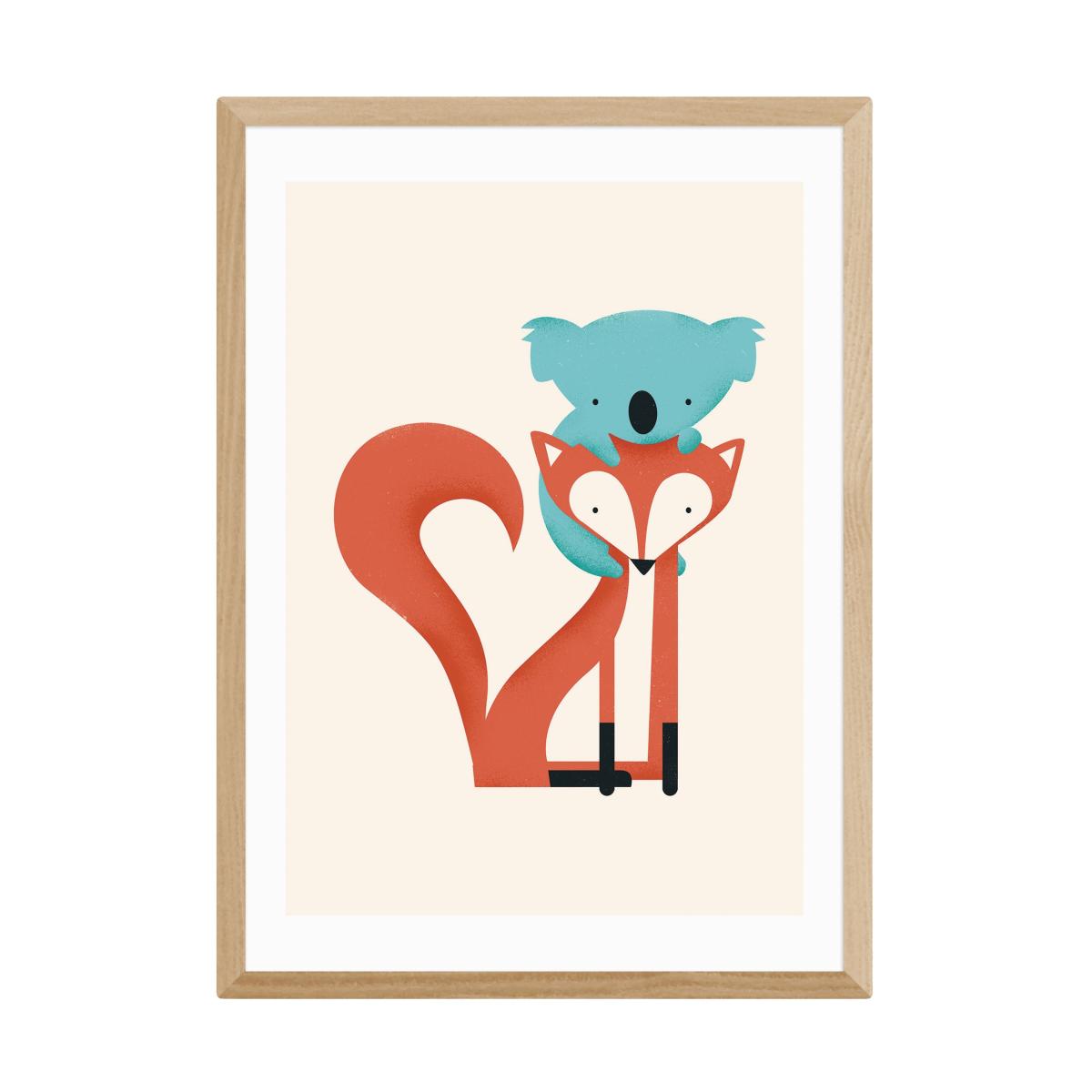 East End Prints Fox and Koala Print Orange/Blue – image 2