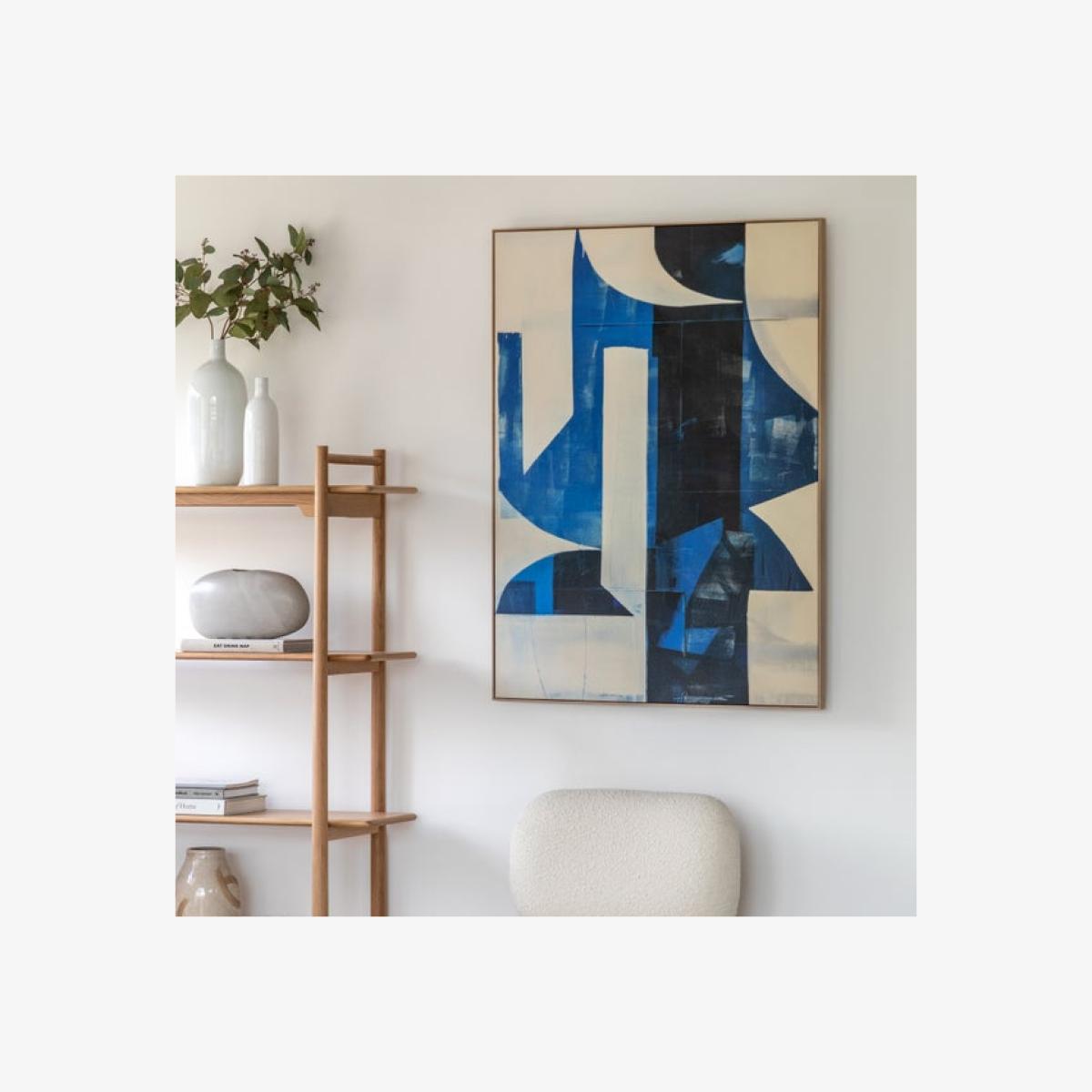 Cedar & Sage Cobalt Abstract Framed Canvas – image 1