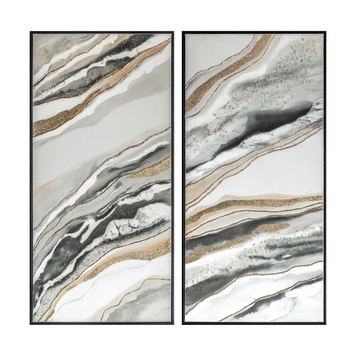 Set of 2 Geo Abstract Framed Canvas MultiColoured – image 3