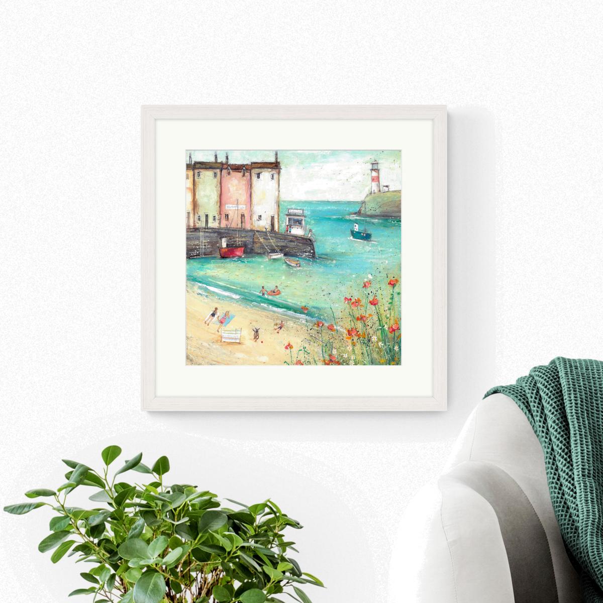 Day On The Beach by Mark Lambert Framed Print Blue – image 1