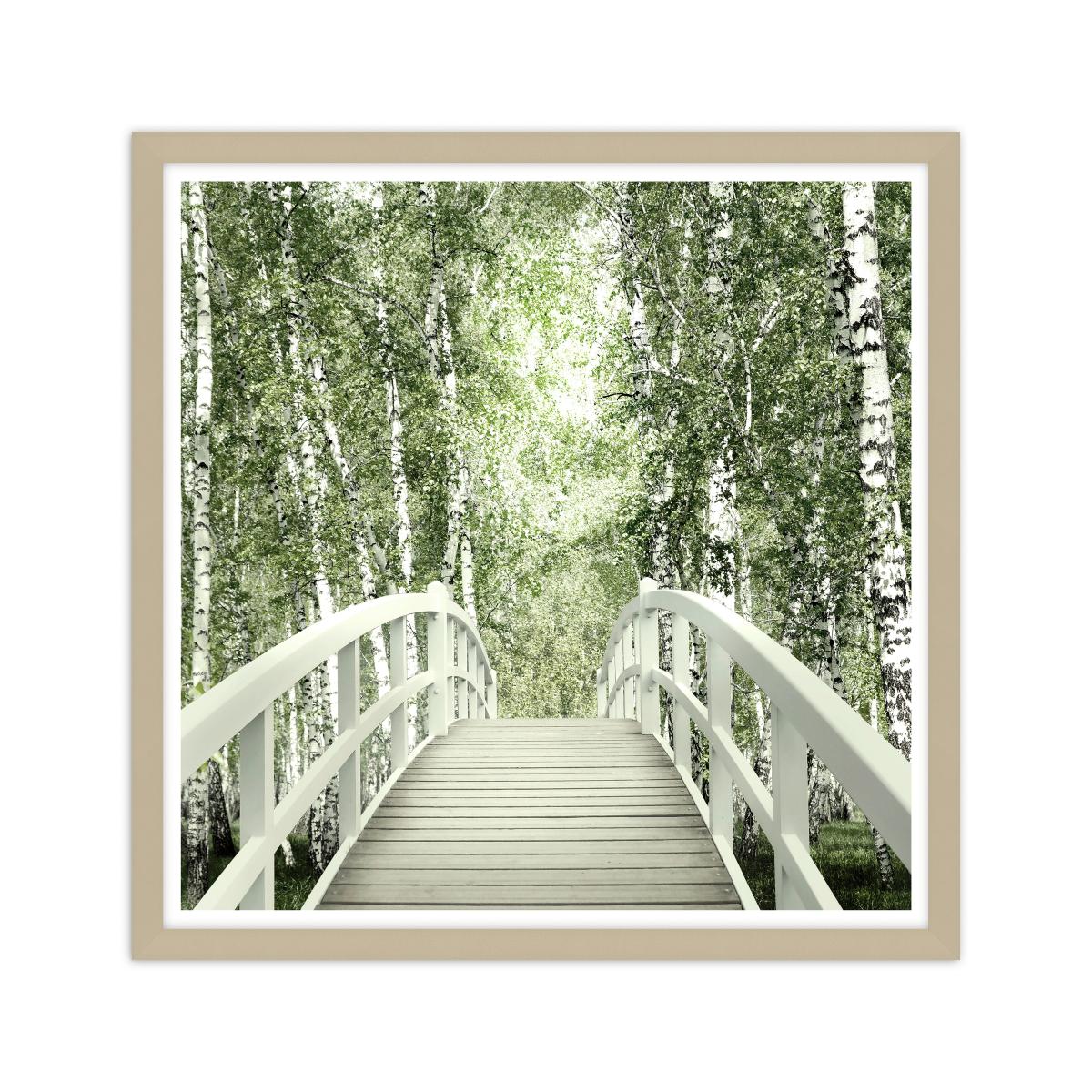 Bridge To The Birch Forest Framed Print Green – image 2