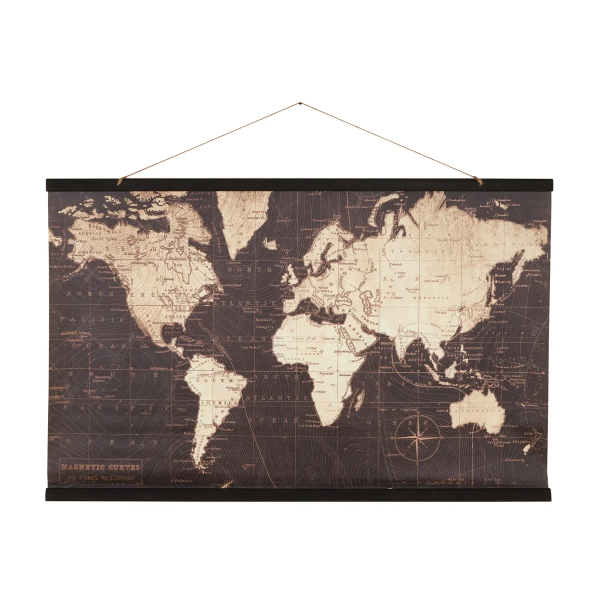World Map Hanging Mural 90x140cm Gold – image 3