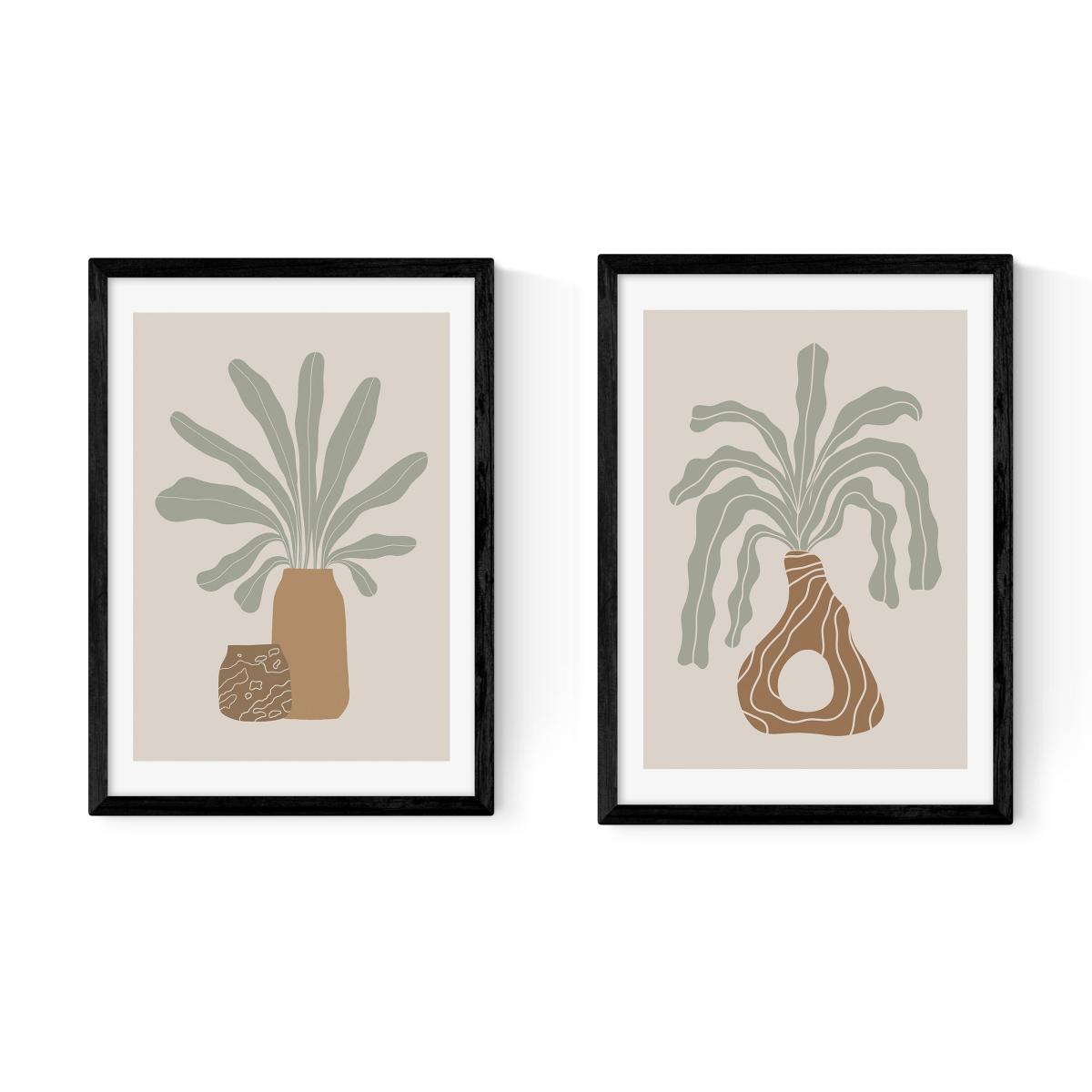 Set of 2 East End Prints Modern Vase Framed Prints Natural – image 2