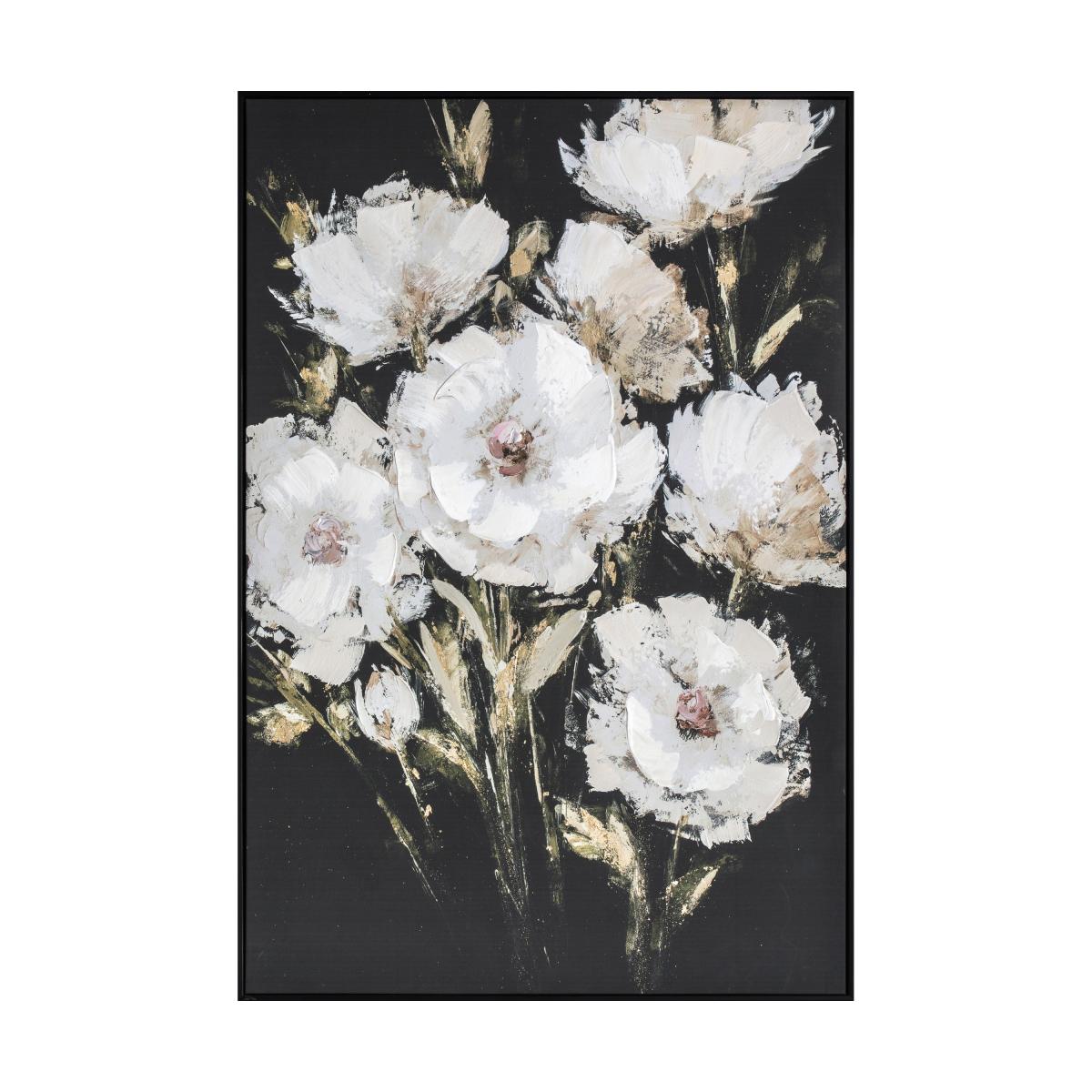Painted Flowers Framed Canvas White/Black – image 3