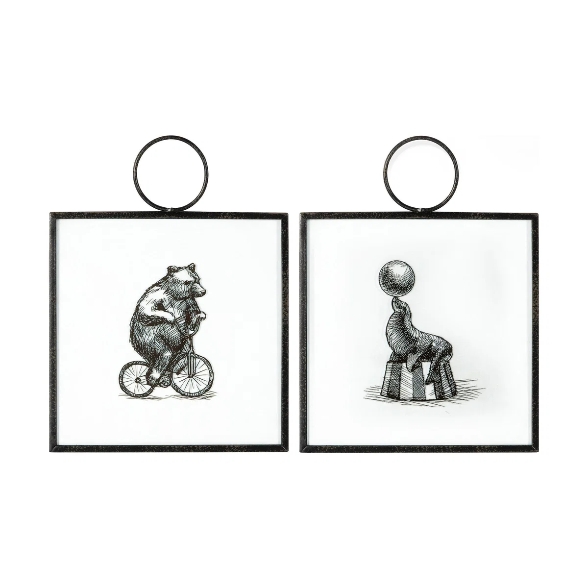 Set of 2 Fun Circus Hanging Art Black – image 2