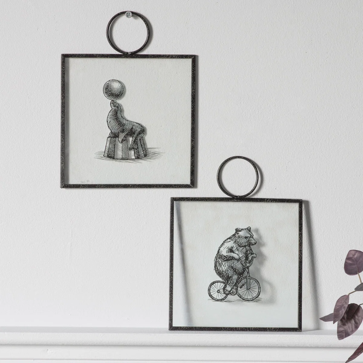 Set of 2 Fun Circus Hanging Art Black – image 1
