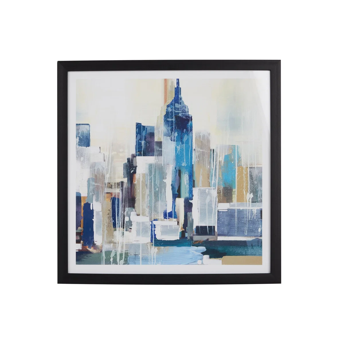 City Scene Framed Print 40x40cm Blue/Yellow/White – image 3