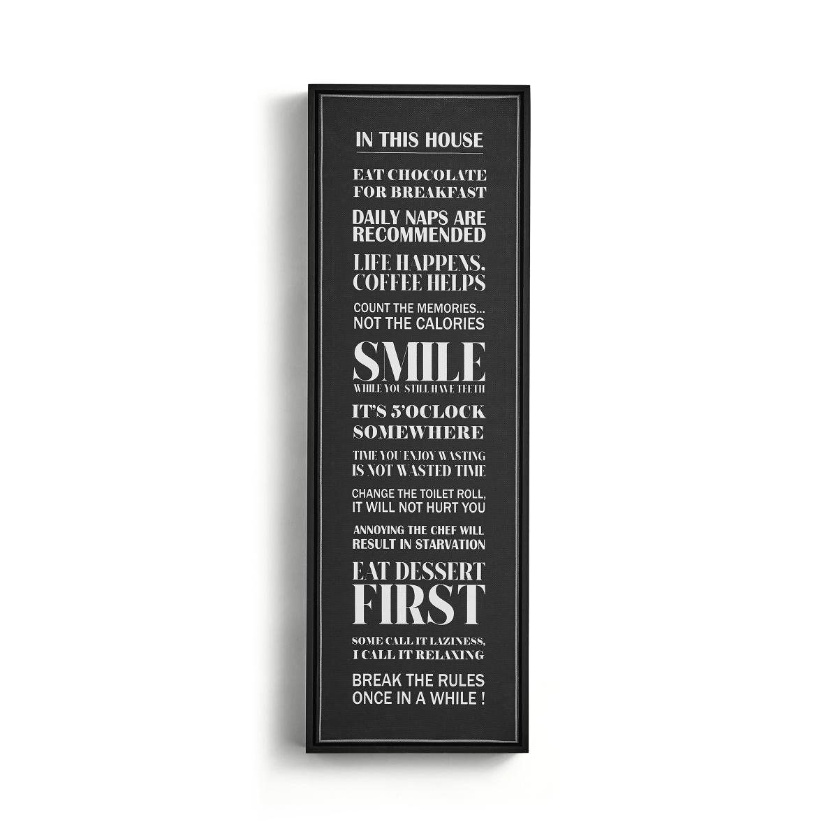 House Rules Capped Canvas 63cm x 21cm Faux Zebra Print Black and White – image 2