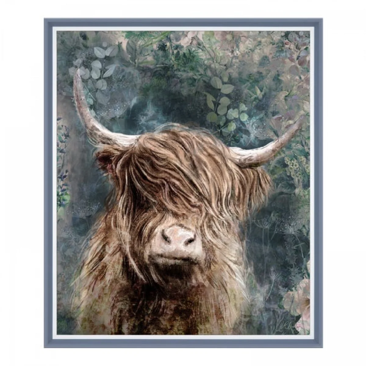 Cedar & Sage Dougal Highland Longhorn Framed Print Grey – image 3