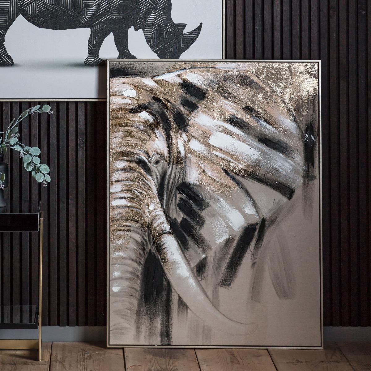 Lone Elephant Framed Canvas MultiColoured – image 1