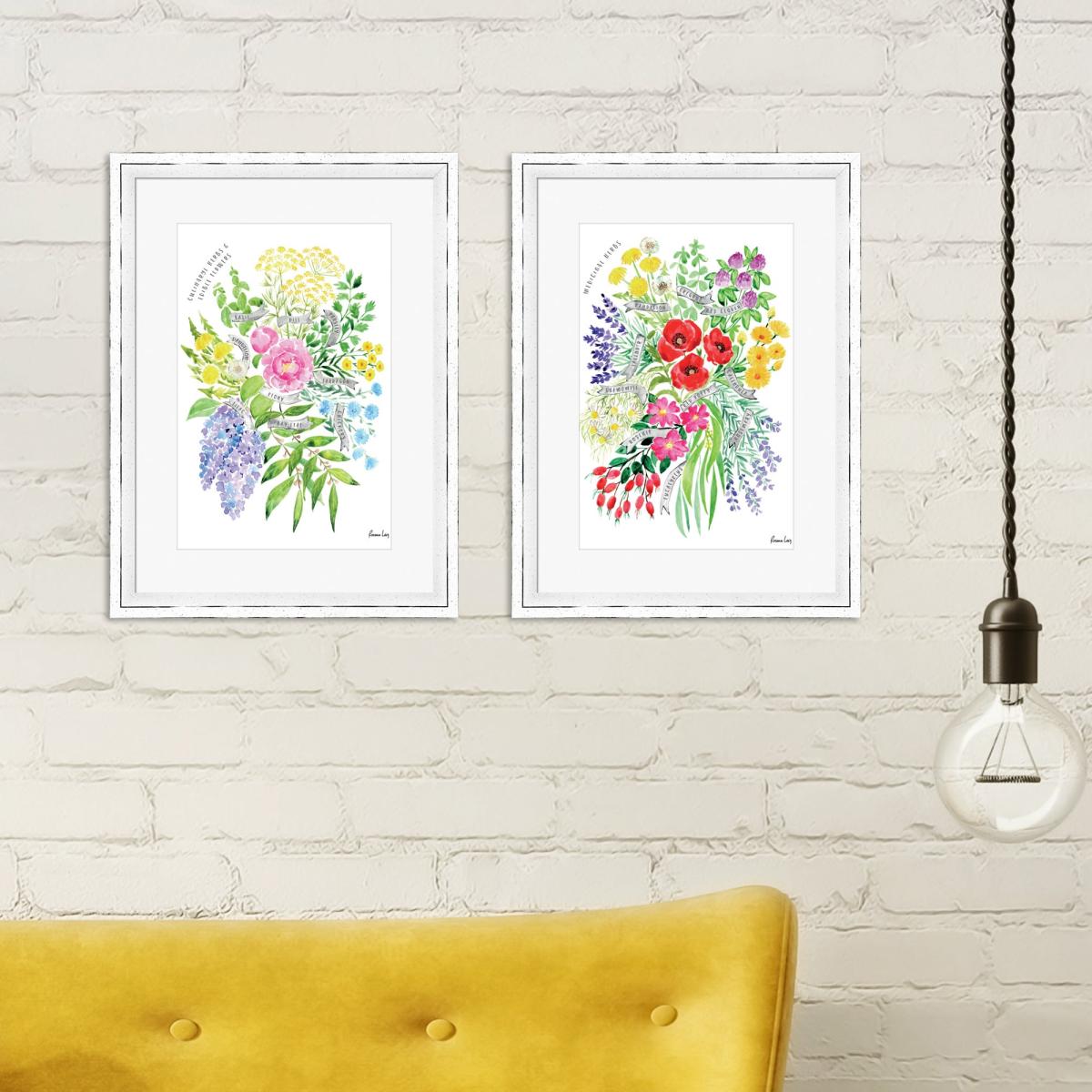 The Art Group Culinary Herbs & Edible Flowers Watercolour Bouquet Framed Print MultiColoured – image 3