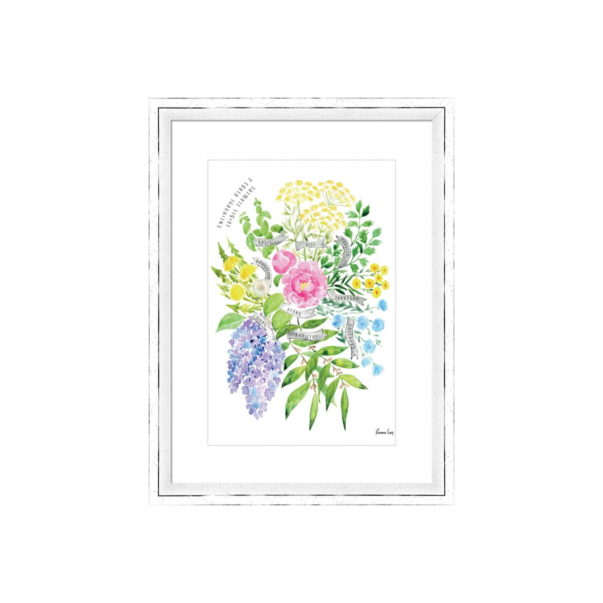 The Art Group Culinary Herbs & Edible Flowers Watercolour Bouquet Framed Print MultiColoured – image 1