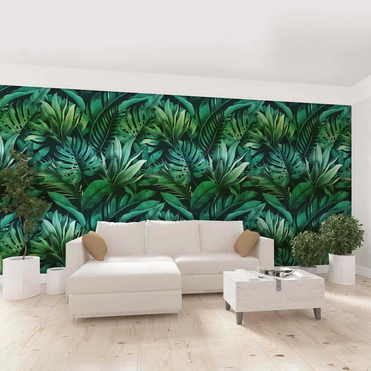 Tropical Leaves Green Mural Green – image 3