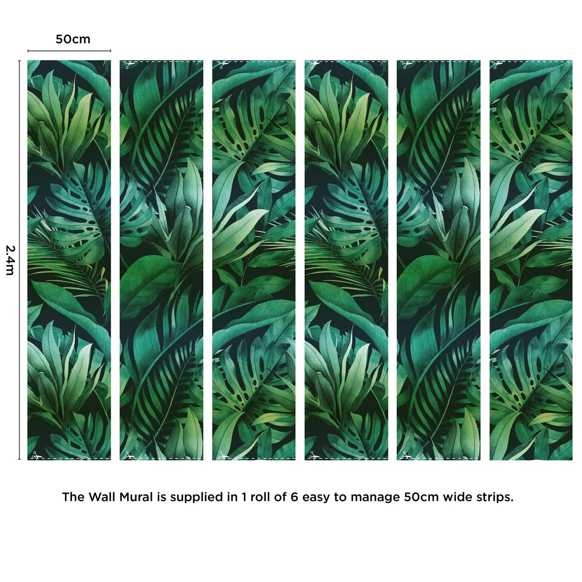 Tropical Leaves Green Mural Green – image 5