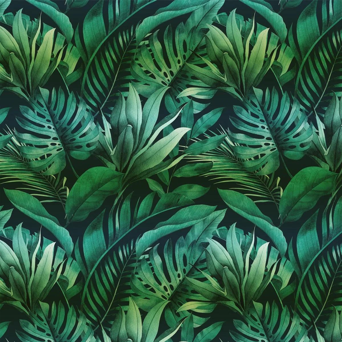 Tropical Leaves Green Mural Green – image 6