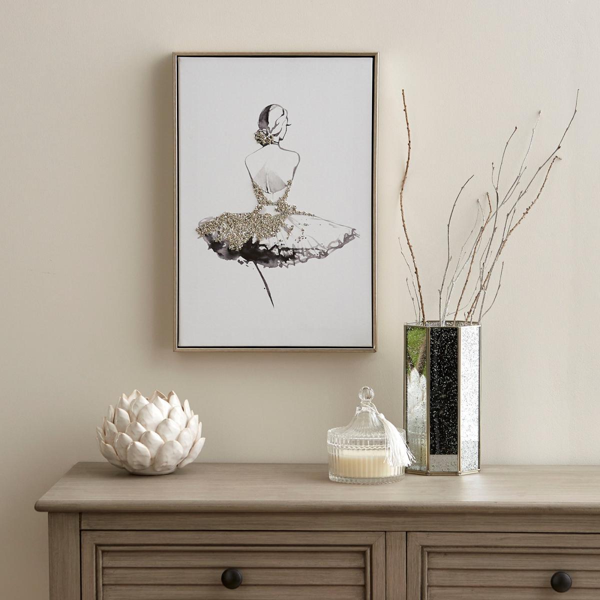 Ballerina Tutu Boxed Canvas Gold, Black and White – image 1