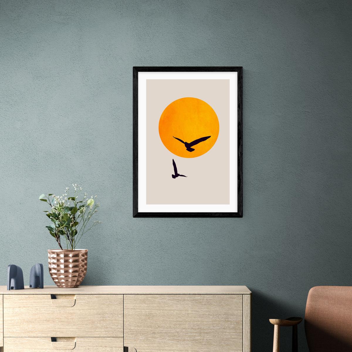 East End Prints Birds In The Sky Print Yellow – image 1