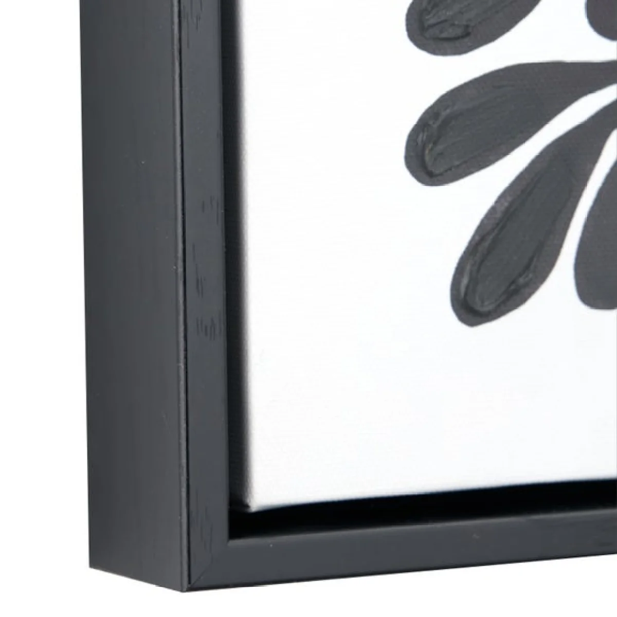 Set of 2 Black Leaf Print Square Framed Canvases White – image 4