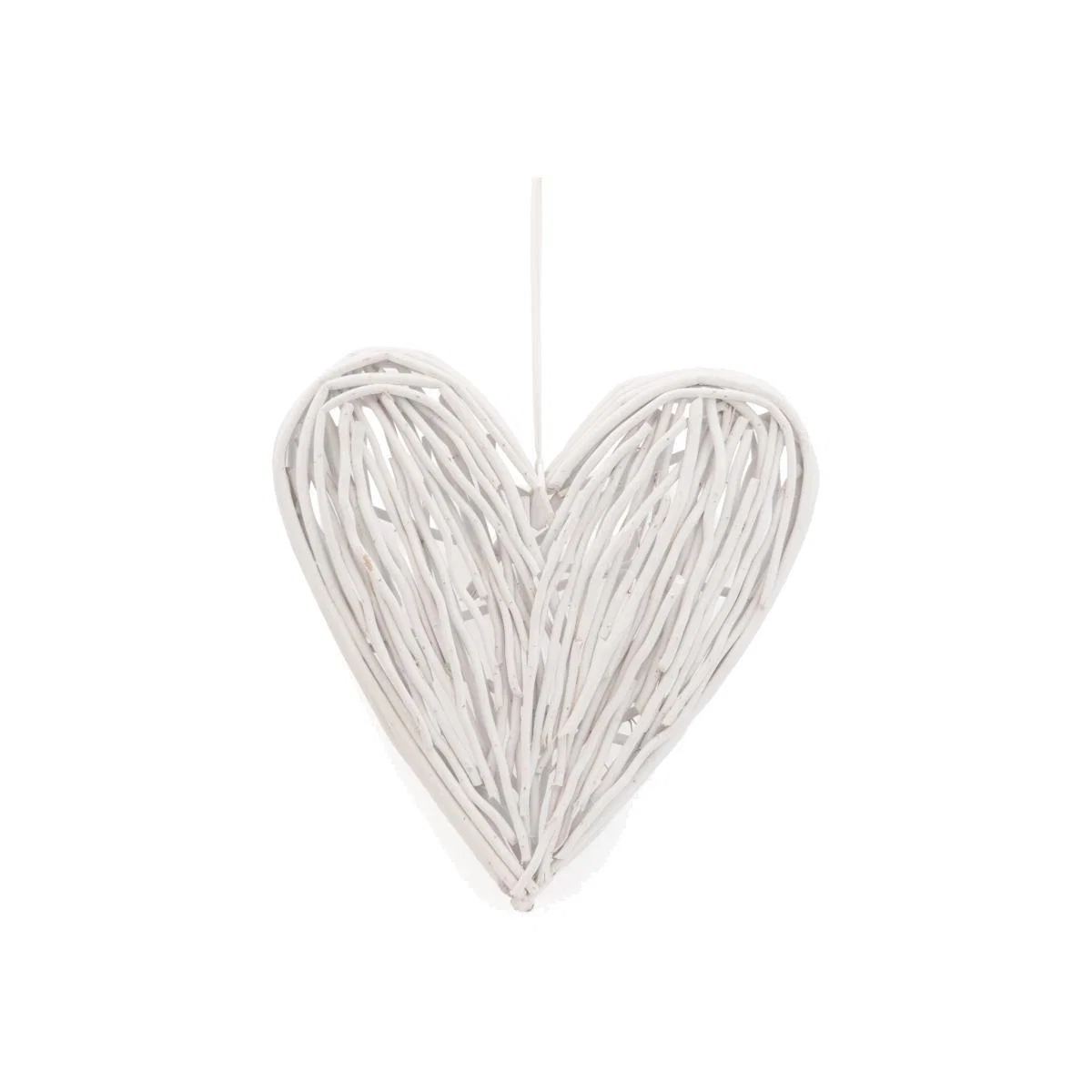 Small White Wicker Hanging Heart White – image 1