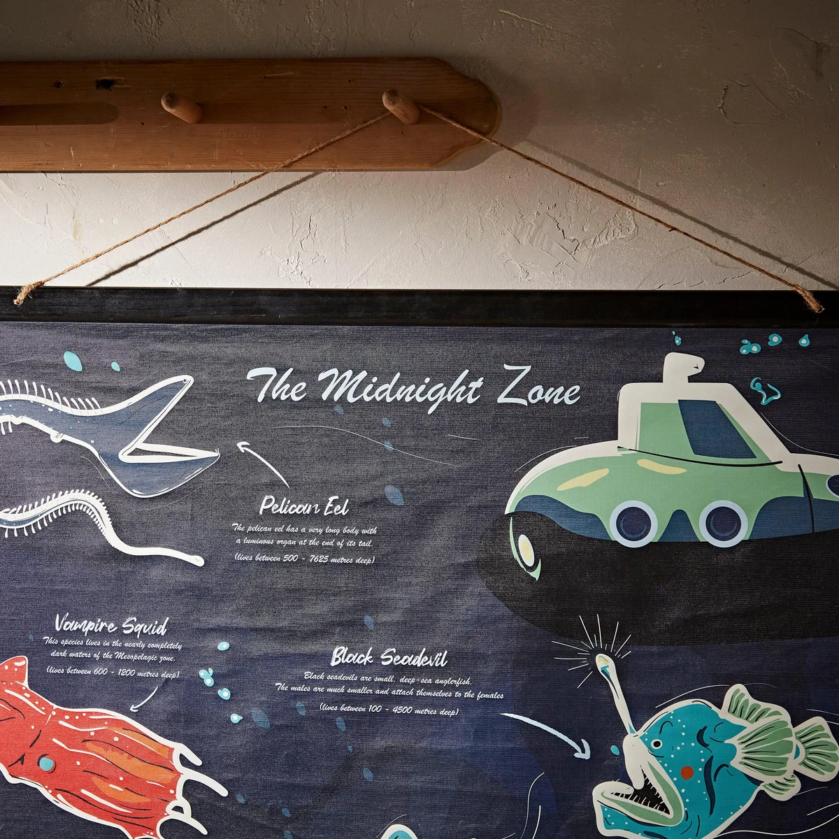 Kids Midnight Zone Hanging Mural 110cm x 150cm Navy Blue/Green/Orange – image 2