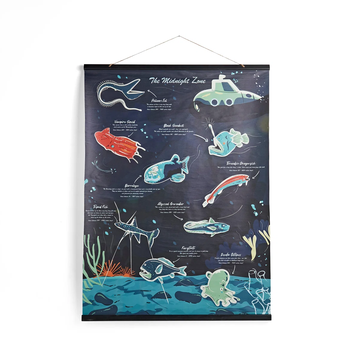 Kids Midnight Zone Hanging Mural 110cm x 150cm Navy Blue/Green/Orange – image 5