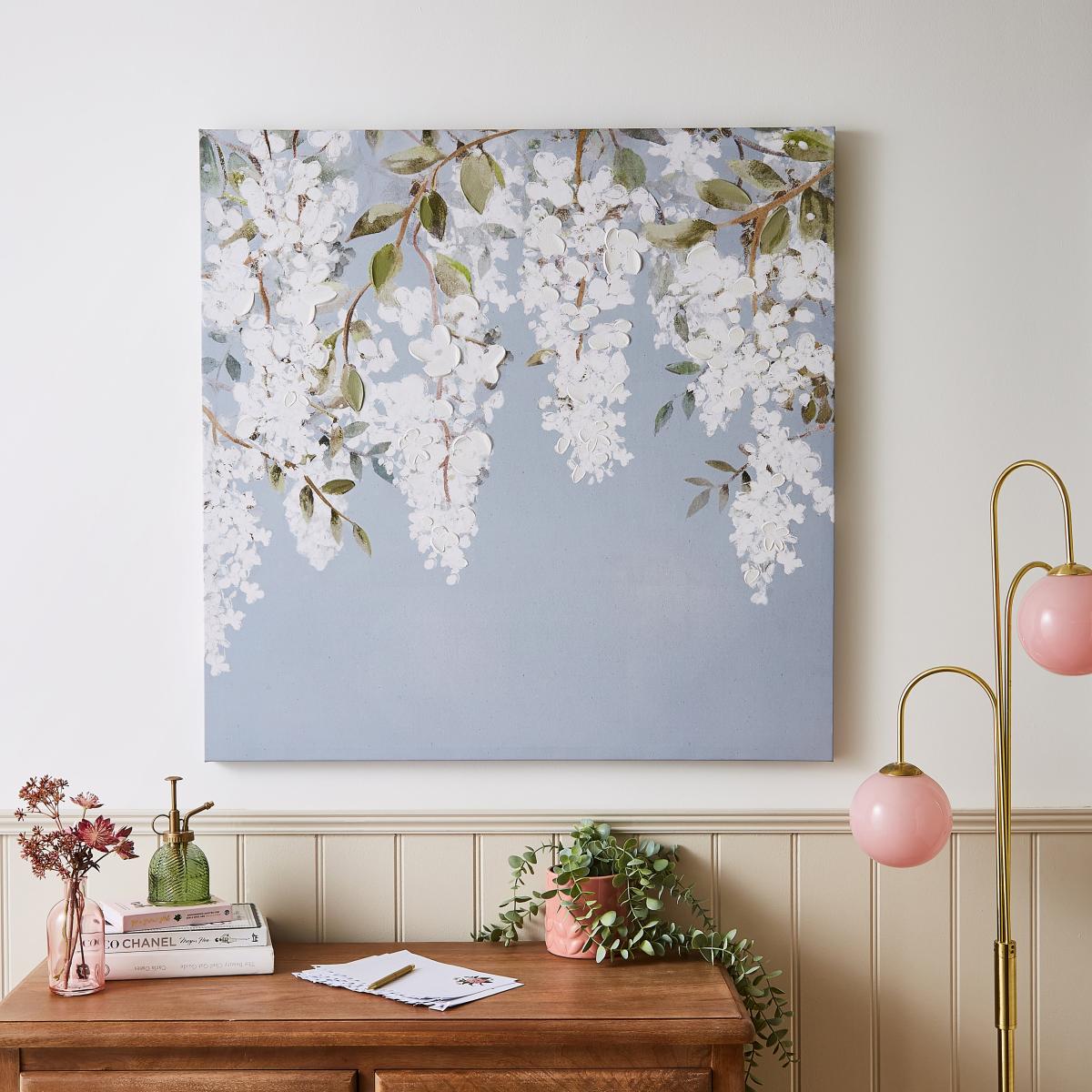 Blue Wisteria Canvas 80x80cm Blue – image 1