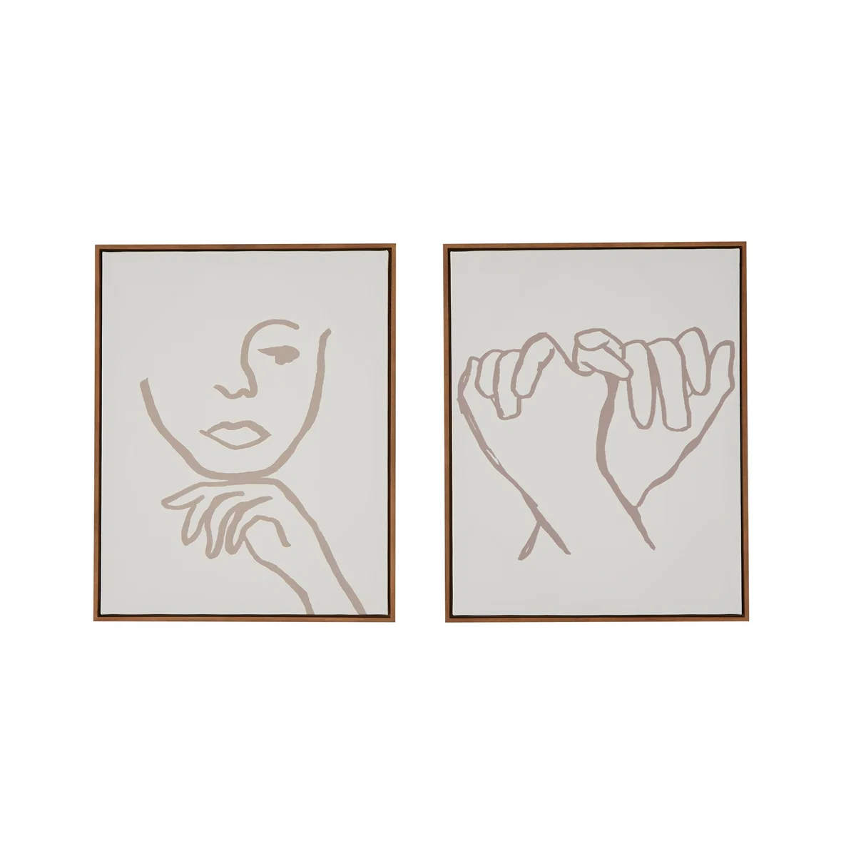 Set of 2 Capped Canvas Natural Line Drawing White – image 3