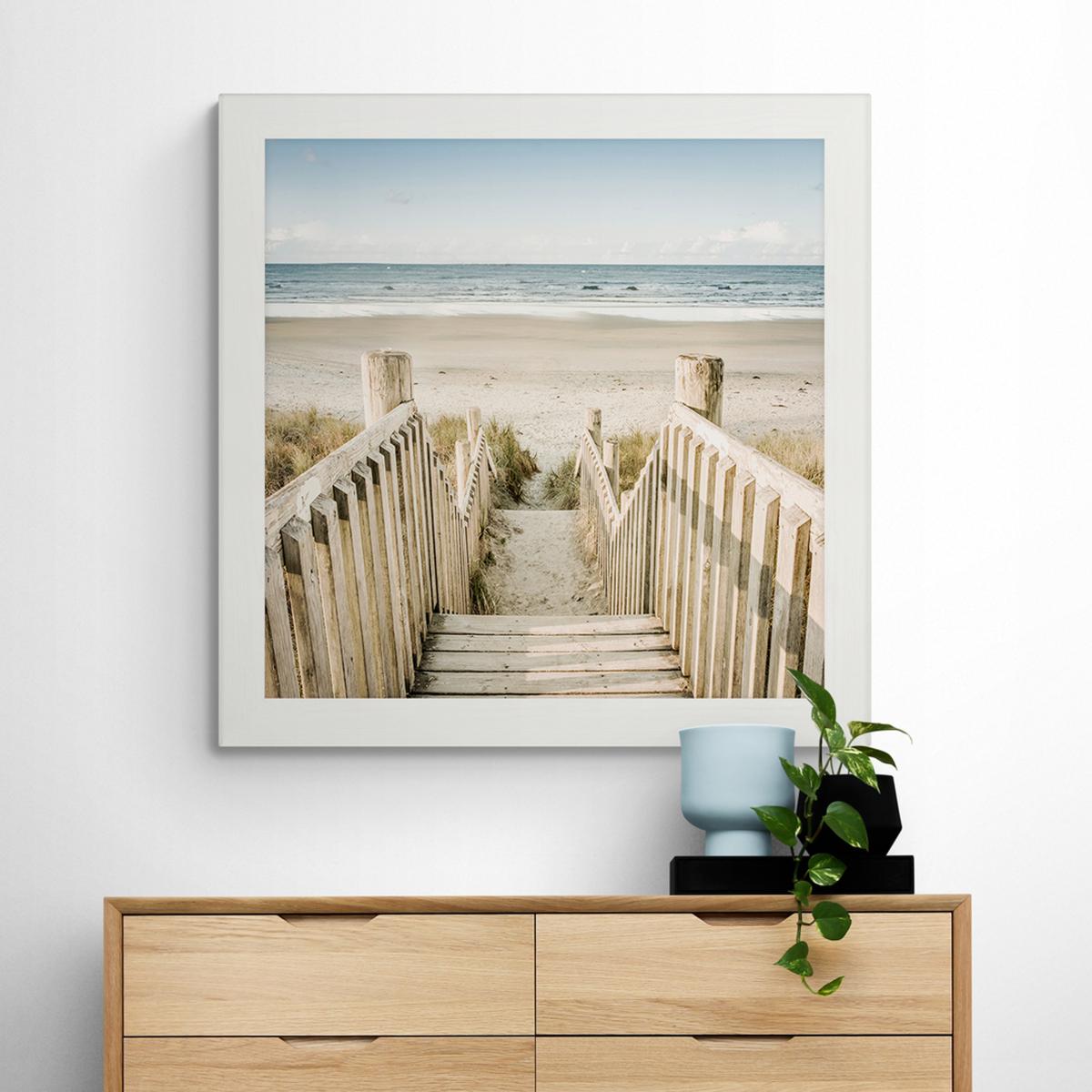 Beach Pathway Framed Print Blue/Brown – image 1